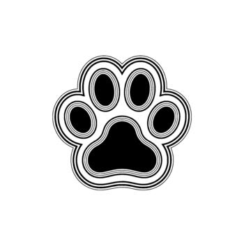 A bold and minimalist paw print with concentric curved lines vector