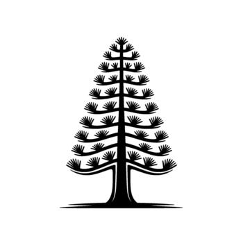 un estilizado silueta de un conífera pino árbol con múltiple en capas ramas exhibiendo aguja racimos vector