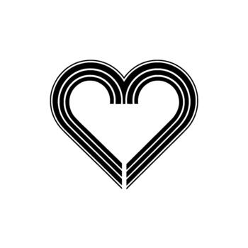 A minimalist of a concentric heart outline with three parallel stripes vector