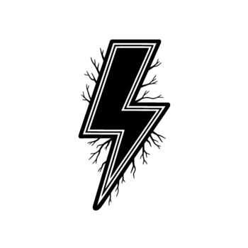 sorprendentes estilizado relámpago tornillo con delicado entretejido ramas y Delgado contorno vector