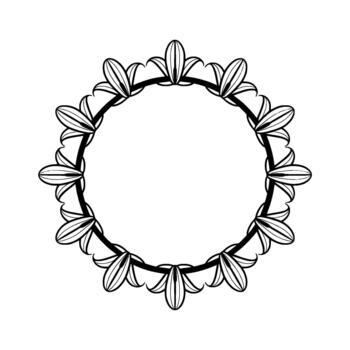 A meticulously crafted outline circular frame adorned with repeating stylized floral motifs creating an elegant decorative border vector