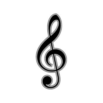 A striking illustration of a treble clef symbol rendered in bold lines with subtle outlines vector