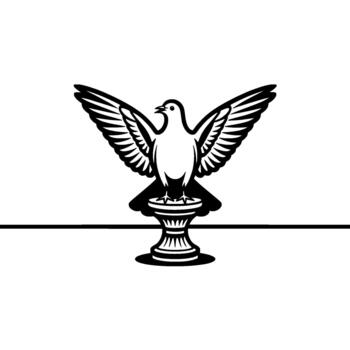 estilizado ilustración de un paloma con abierto alas encaramado encima un clásico columna pedestal simbolizando paz y libertad vector