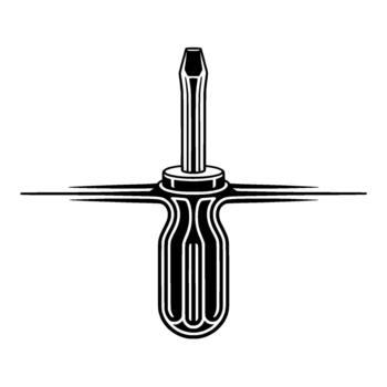 un estilizado ilustración de un clásico cabeza plana destornillador con alargado alas extensión horizontalmente desde sus encargarse de vector