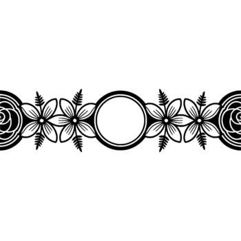 A continuous border featuring stylized floral elements and a central circular frame for text or imagery vector