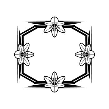 un elegante geométrico Arte deco estilo marco o frontera con estilizado lirio flores y agudo angular acentos vector