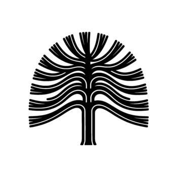 Abstract stylized tree silhouette with flowing branches and clean minimalist lines vector