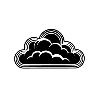 A minimalist and modern illustration of a stylized cumulus cloud rendered in bold with layered concentric line accents isolated vector