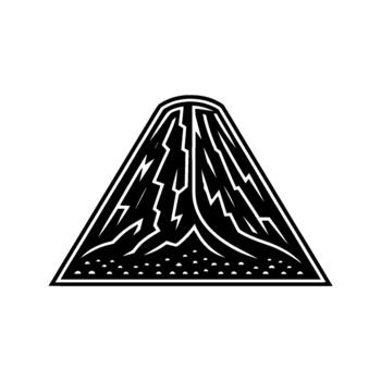 un minimalista ilustración de montar fuji con negrita geométrico líneas y un estilizado representación de sus pendientes y base vector