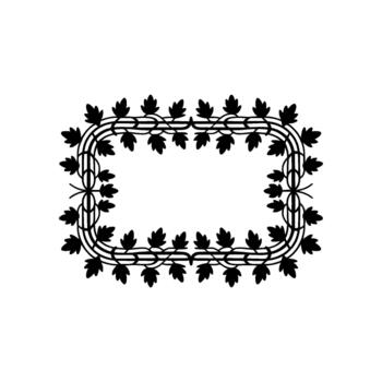 Elegant silhouette of a rectangular ornate frame with interwoven vines and cascading leaves vector