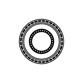 A minimalist featuring two concentric circles the inner one adorned vector