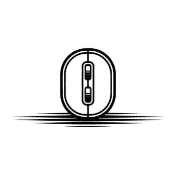 minimalista contorno de un computadora ratón con dos botones y un Desplazarse rueda centrado vector