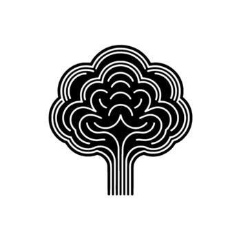 A stylized abstract illustration of a broccoli floret featuring concentric circular lines forming its texture and a thick stem vector
