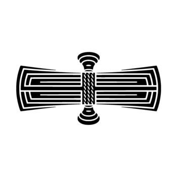 Abstract geometric symbol resembling a stylized ancient scroll or a stylized ankh with concentric circular elements vector