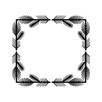Elegant silhouette square frame composed of stylized fir branches with sharp needles vector