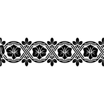 A seamless decorative border featuring repeating stylized floral motifs and interlaced geometric patterns vector