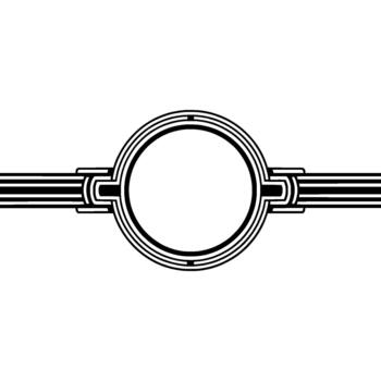 A element featuring a magnifying glass with stylized art deco inspired stripes and concentric circles vector