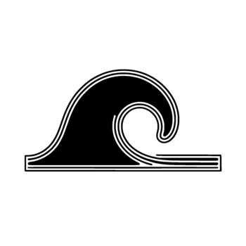A stylized illustration of a rolling ocean wave with layered contour lines vector
