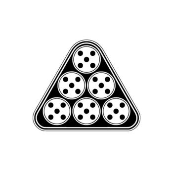 un minimalista ilustración representando un triángulo estante de piscina pelotas Listo a ser roto vector