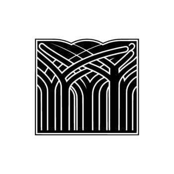 A stylized abstract geometric featuring interwoven lines forming a pattern resembling stylized trees or architectural arches vector