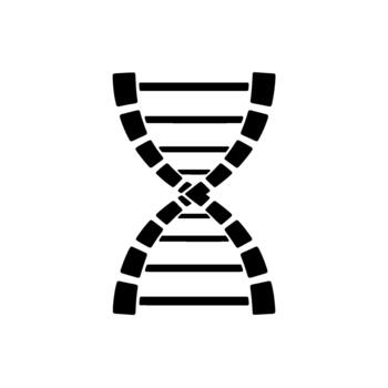 A stark silhouette of a DNA double helix structure with simplified blocky segments and horizontal lines isolated vector