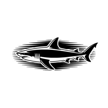 A stylized illustration of a fierce great shark with sharp teeth and gill slits rendered in a bold style vector