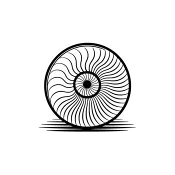 un detallado monocromo línea Arte ilustración de un estilizado nautilo cáscara exhibiendo un fibonacci espiral modelo aislado vector