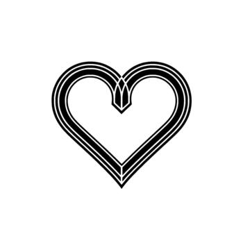 Elegant interlocking heart symbol with concentric lines and sharp points vector