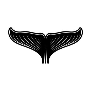 A sleek and stylized silhouette of a whale fluke or dolphin tail with radiating lines creating a detailed fin pattern vector