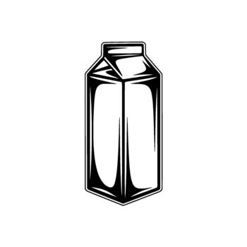 A clean and minimalist illustration of a classic gable top milk carton with bold outlines and sharp highlights vector