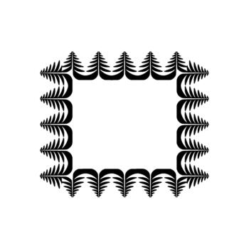 Abstract stylized botanical border featuring repeating stylized pine tree and fern leaf motifs forming a decorative rectangular frame vector