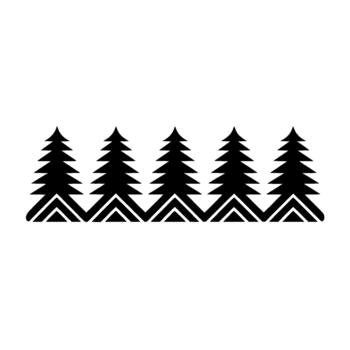 A repetitive pattern of five stylized Christmas trees with zigzag bases vector
