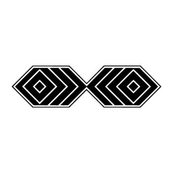 un minimalista geométrico presentando un estilizado pescado forma formado por interconectado hexagonal contornos y concéntrico diamante patrones vector