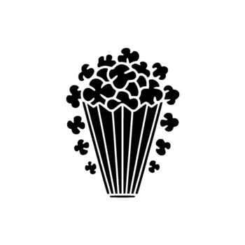 Simple stylized illustration of a overflowing bucket of popcorn with kernels scattered around it vector