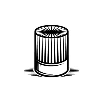 A simplified illustration of a shotgun shell casing with radial lines vector
