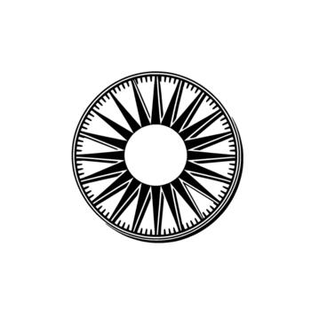 A striking representation of a stylized compass rose with sharp pointed directional indicators and a clear central circle vector