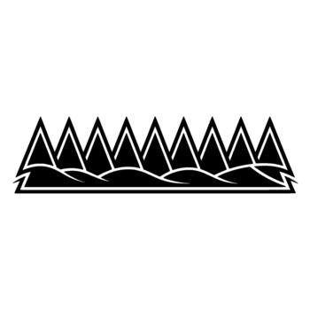 Stylized triangular mountain range silhouette with undulating foreground waves in a modern illustration vector