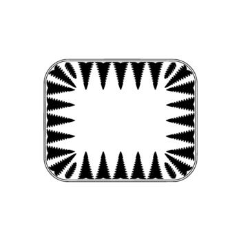 Decorative border featuring a repeating pattern of stylized Christmas trees and pine needles surrounding a clean rectangular frame with rounded corners vector