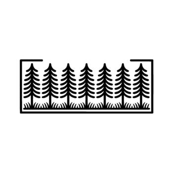 A minimalist outline illustration depicting a stylized row of coniferous pine trees vector