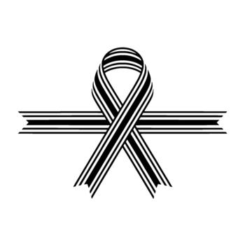 un minimalista ilustración de un a rayas cinta doblada dentro un simbólico conciencia lazo con horizontal congregado cruz vector