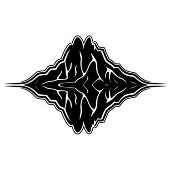 un estilizado ilustración representando un simétrico montaña rango reflexión reflejado horizontalmente a través de un central divisor línea vector