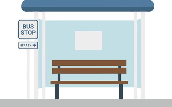 Simple flat illustration of an empty bus stop shelter. vector
