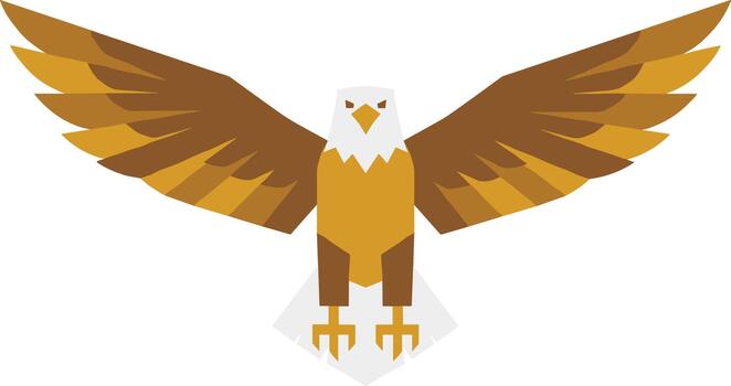 Stylized geometric bald eagle with wings spread wide. vector
