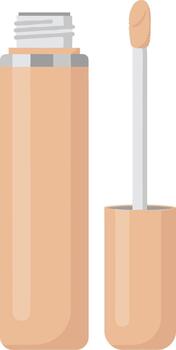 Liquid concealer makeup in an open tube with an applicator wand isolated on a white background. vector