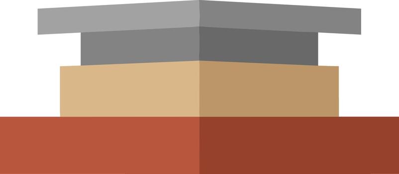 Minimalist stacked block structure in earth tones on a white background. vector