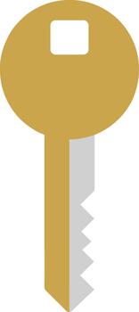A simple golden key icon with a flat design style isolated on a white background. vector