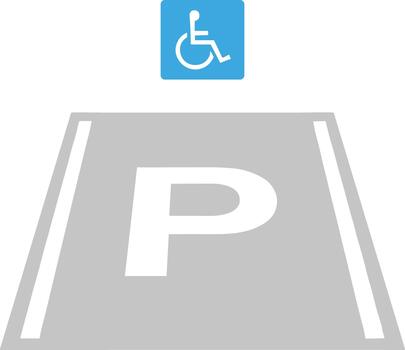 Designated parking space for disabled individuals with accessibility sign. vector