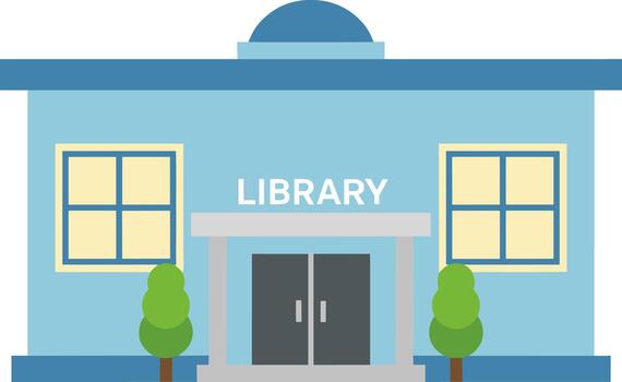 Flat design illustration of a public library building. vector
