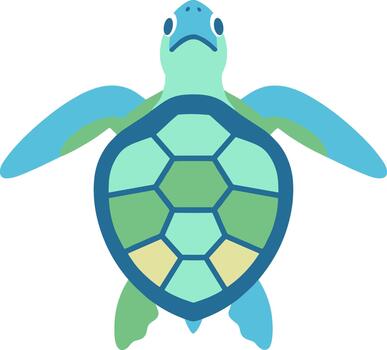 Stylized sea turtle illustration with a geometric shell pattern. vector