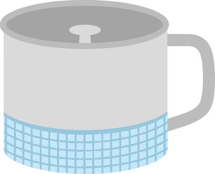 sencillo ilustración de un gris jarra con un tapa y azul modelo. vector